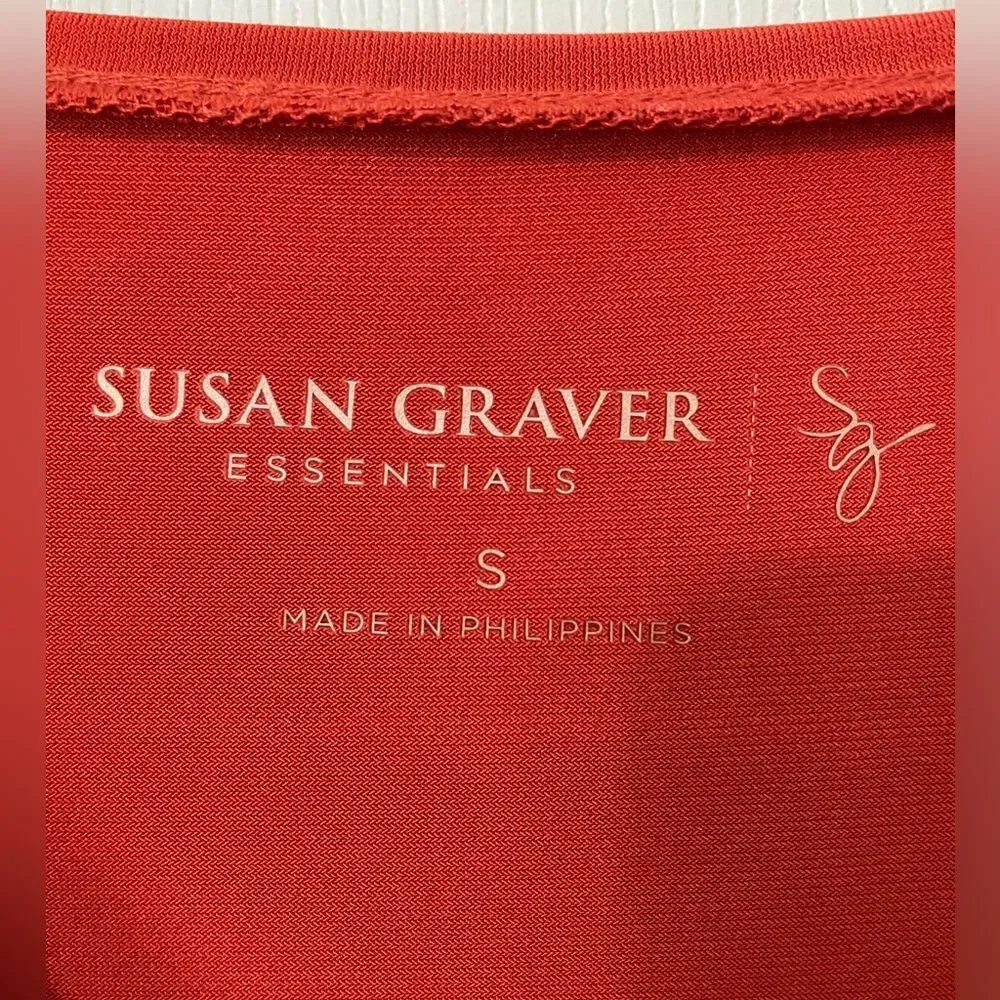 Susan Graver Essentials Womens Size Small Orange Liquid Knit Top 3/4 Sleeve EUC - Picture 5 of 7